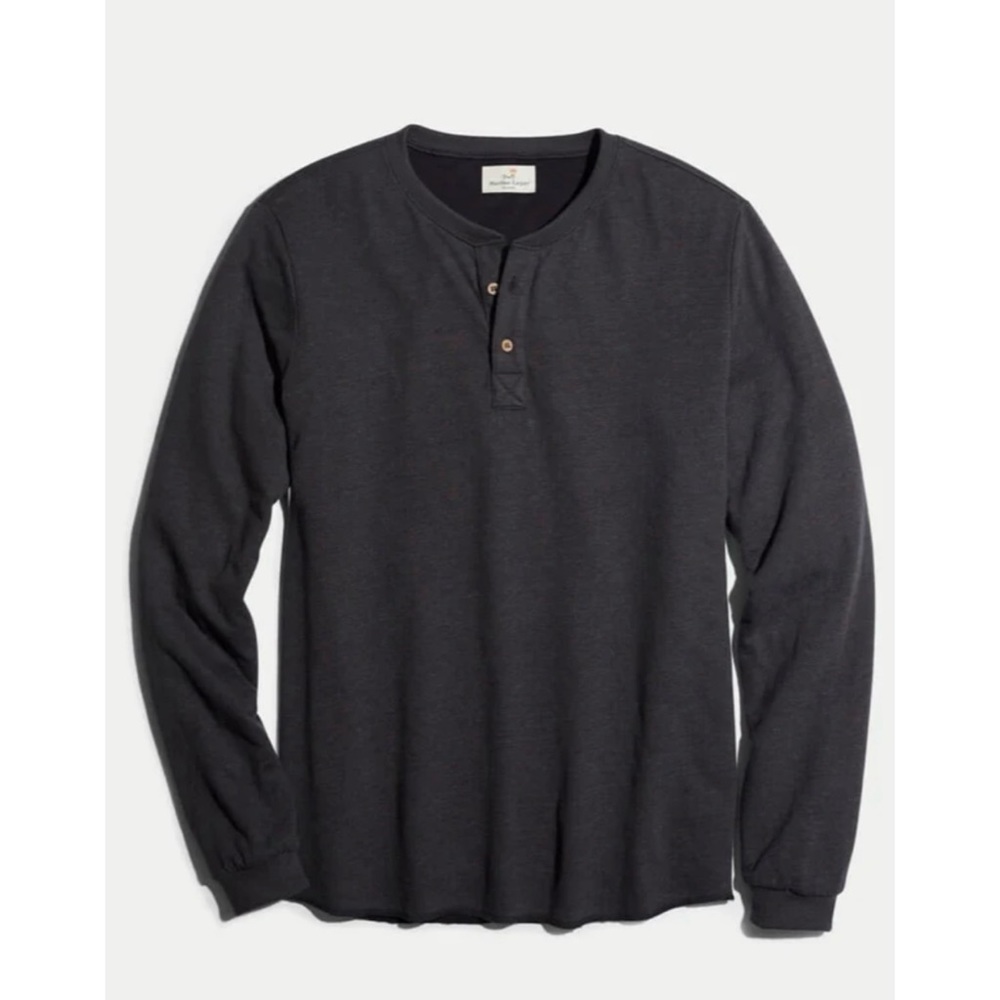 Marine Layer Men's Double Knit Henley Gray Size Small